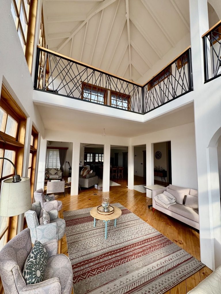 Double-height central hall in the Colonial-style residence