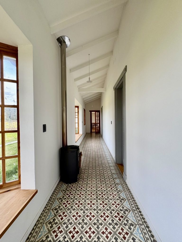 Traditional exterior corridor in the Colonial-style house